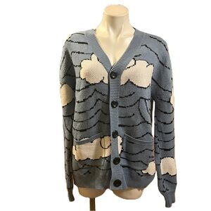 Steady Hands Blue Demon Slayer Cloud Print Knit Cardigan Size M/L